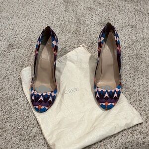 J. Crew Women's Heels with Blue and Pink Geometric Design